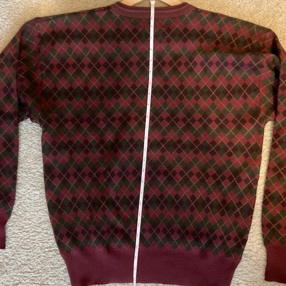 VINTAGE  DAD SWEATER RED ARGYLE WOOL SZ L - Picture 5 of 8